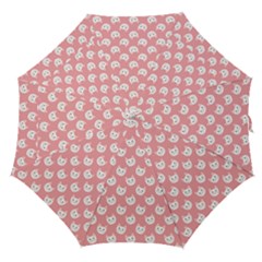 Cute Cat Faces White And Pink Straight Umbrellas by SpinnyChairDesigns