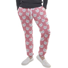 Cute Cat Faces White And Pink Men s Jogger Sweatpants by SpinnyChairDesigns