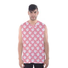 Cute Cat Faces White And Pink Men s Basketball Tank Top by SpinnyChairDesigns