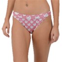 Cute Cat Faces White and Pink Band Bikini Bottom View1