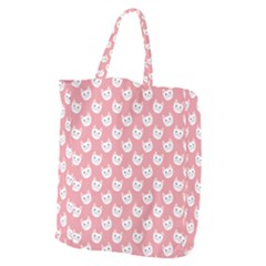 Cute Cat Faces White And Pink Giant Grocery Tote by SpinnyChairDesigns