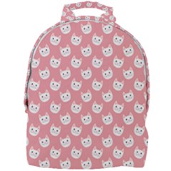 Cute Cat Faces White And Pink Mini Full Print Backpack by SpinnyChairDesigns