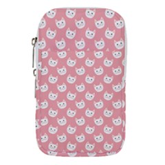 Cute Cat Faces White And Pink Waist Pouch (large) by SpinnyChairDesigns