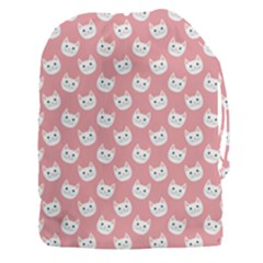 Cute Cat Faces White And Pink Drawstring Pouch (3xl) by SpinnyChairDesigns