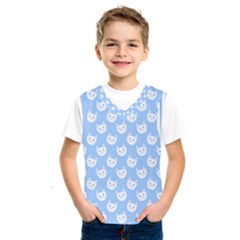 Cute Cat Faces White And Blue  Kids  Sportswear by SpinnyChairDesigns