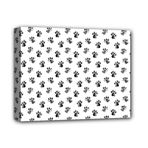 Cat Dog Animal Paw Prints Pattern Black And White Deluxe Canvas 14  X 11  (stretched) by SpinnyChairDesigns