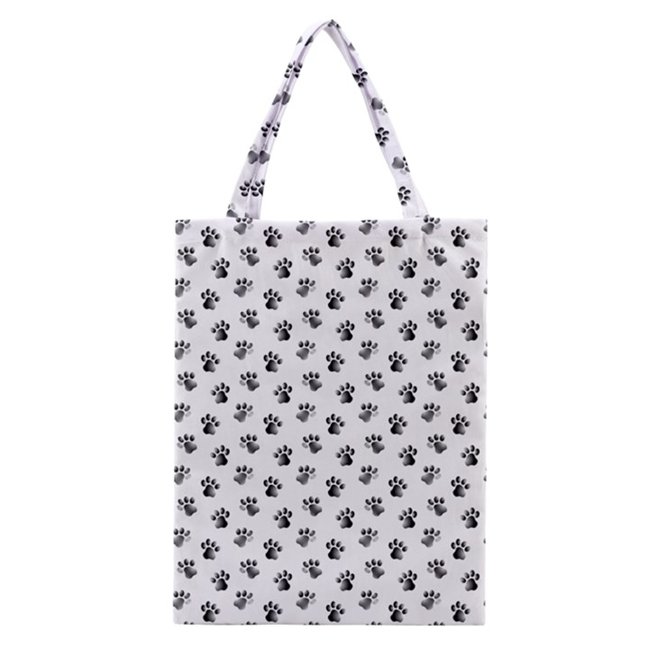 Cat Dog Animal Paw Prints Pattern Black and White Classic Tote Bag