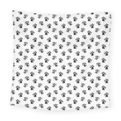 Cat Dog Animal Paw Prints Pattern Black And White Square Tapestry (large) by SpinnyChairDesigns