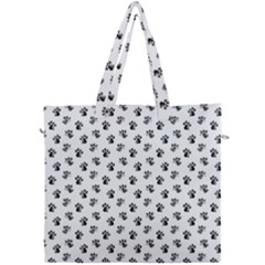 Cat Dog Animal Paw Prints Pattern Black And White Canvas Travel Bag by SpinnyChairDesigns