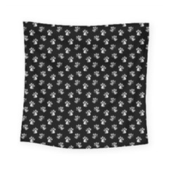 Cat Dog Animal Paw Prints Black And White Square Tapestry (small) by SpinnyChairDesigns