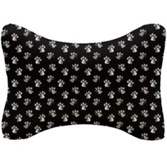 Cat Dog Animal Paw Prints Black And White Seat Head Rest Cushion by SpinnyChairDesigns