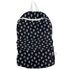 Cat Dog Animal Paw Prints Black And White Foldable Lightweight Backpack by SpinnyChairDesigns