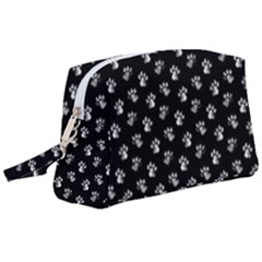 Cat Dog Animal Paw Prints Black And White Wristlet Pouch Bag (large) by SpinnyChairDesigns