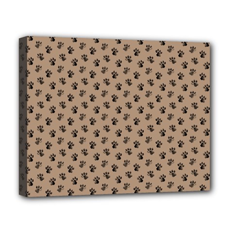 Cat Dog Animal Paw Prints Pattern Brown Black Deluxe Canvas 20  X 16  (stretched) by SpinnyChairDesigns