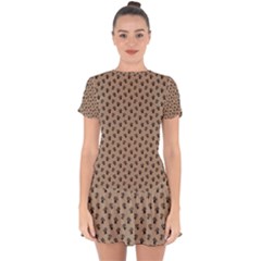 Cat Dog Animal Paw Prints Pattern Brown Black Drop Hem Mini Chiffon Dress by SpinnyChairDesigns