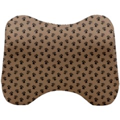 Cat Dog Animal Paw Prints Pattern Brown Black Head Support Cushion by SpinnyChairDesigns