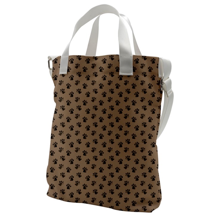 Cat Dog Animal Paw Prints Pattern Brown Black Canvas Messenger Bag