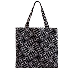 Black And White Decorative Design Pattern Zipper Grocery Tote Bag by SpinnyChairDesigns