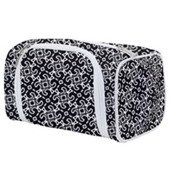 Black And White Decorative Design Pattern Toiletries Pouch by SpinnyChairDesigns