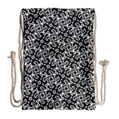 Black And White Decorative Design Pattern Drawstring Bag (large) by SpinnyChairDesigns