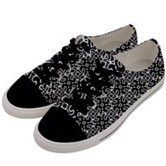 Black And White Decorative Design Pattern Men s Low Top Canvas Sneakers by SpinnyChairDesigns