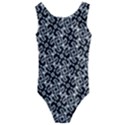 Black and White Decorative Design Pattern Kids  Cut-Out Back One Piece Swimsuit View1