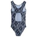 Black and White Decorative Design Pattern Kids  Cut-Out Back One Piece Swimsuit View2