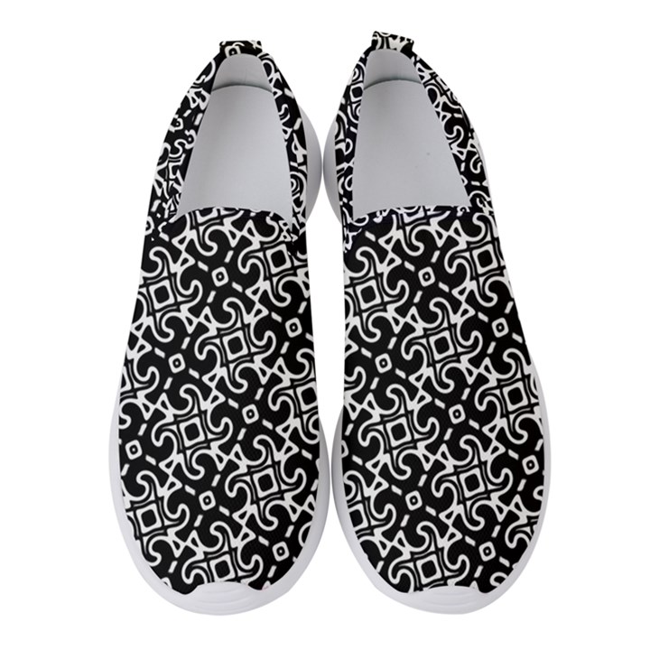 Black and White Decorative Design Pattern Women s Slip On Sneakers