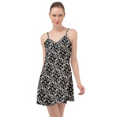 Black And White Decorative Design Pattern Summer Time Chiffon Dress by SpinnyChairDesigns