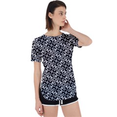 Black And White Decorative Design Pattern Perpetual Short Sleeve T-shirt