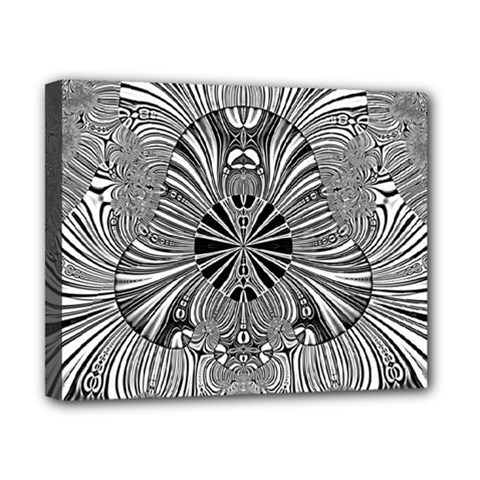 Abstract Art Black And White Floral Intricate Pattern Canvas 10  X 8  (stretched) by SpinnyChairDesigns