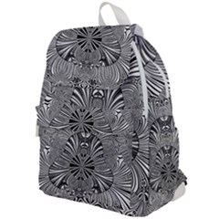 Abstract Art Black And White Floral Intricate Pattern Top Flap Backpack by SpinnyChairDesigns