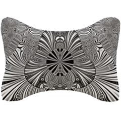 Abstract Art Black And White Floral Intricate Pattern Seat Head Rest Cushion by SpinnyChairDesigns