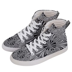 Abstract Art Black And White Floral Intricate Pattern Women s Hi-top Skate Sneakers by SpinnyChairDesigns