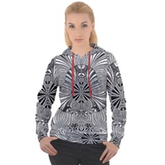 Abstract Art Black And White Floral Intricate Pattern Women s Overhead Hoodie