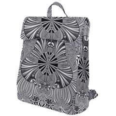 Abstract Art Black And White Floral Intricate Pattern Flap Top Backpack by SpinnyChairDesigns