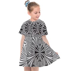 Abstract Art Black And White Floral Intricate Pattern Kids  Sailor Dress