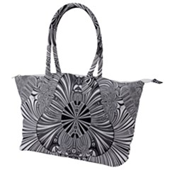 Abstract Art Black And White Floral Intricate Pattern Canvas Shoulder Bag by SpinnyChairDesigns