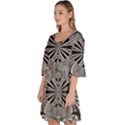 Abstract Art Black and White Floral Intricate Pattern Velour Kimono Dress View2