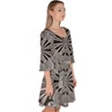 Abstract Art Black and White Floral Intricate Pattern Velour Kimono Dress View3