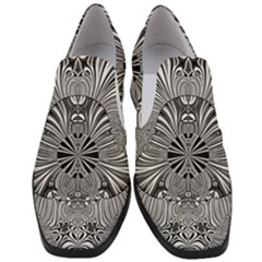 Abstract Art Black And White Floral Intricate Pattern Women Slip On Heel Loafers by SpinnyChairDesigns