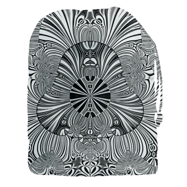 Abstract Art Black and White Floral Intricate Pattern Drawstring Pouch (3XL)