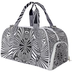 Abstract Art Black And White Floral Intricate Pattern Burner Gym Duffel Bag by SpinnyChairDesigns