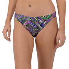 Abstract Art Purple Swirls Pattern Band Bikini Bottom by SpinnyChairDesigns