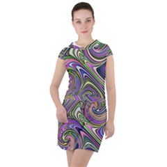 Abstract Art Purple Swirls Pattern Drawstring Hooded Dress by SpinnyChairDesigns