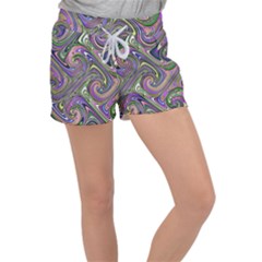 Abstract Art Purple Swirls Pattern Velour Lounge Shorts by SpinnyChairDesigns