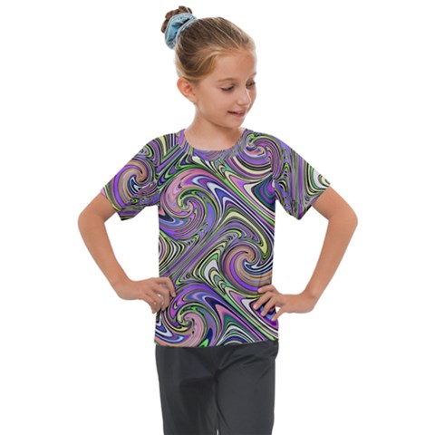 Abstract Art Purple Swirls Pattern Kids  Mesh Piece Tee by SpinnyChairDesigns