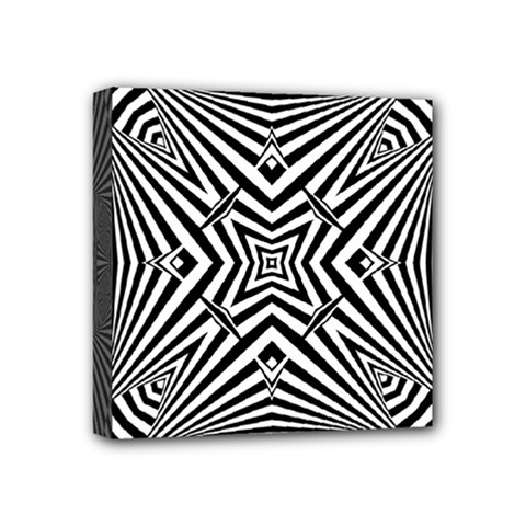 Black And White Line Art Pattern Stripes Mini Canvas 4  X 4  (stretched) by SpinnyChairDesigns