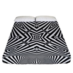 Black And White Line Art Pattern Stripes Fitted Sheet (california King Size) by SpinnyChairDesigns