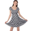 Black and White Line Art Pattern Stripes Cap Sleeve Dress View1